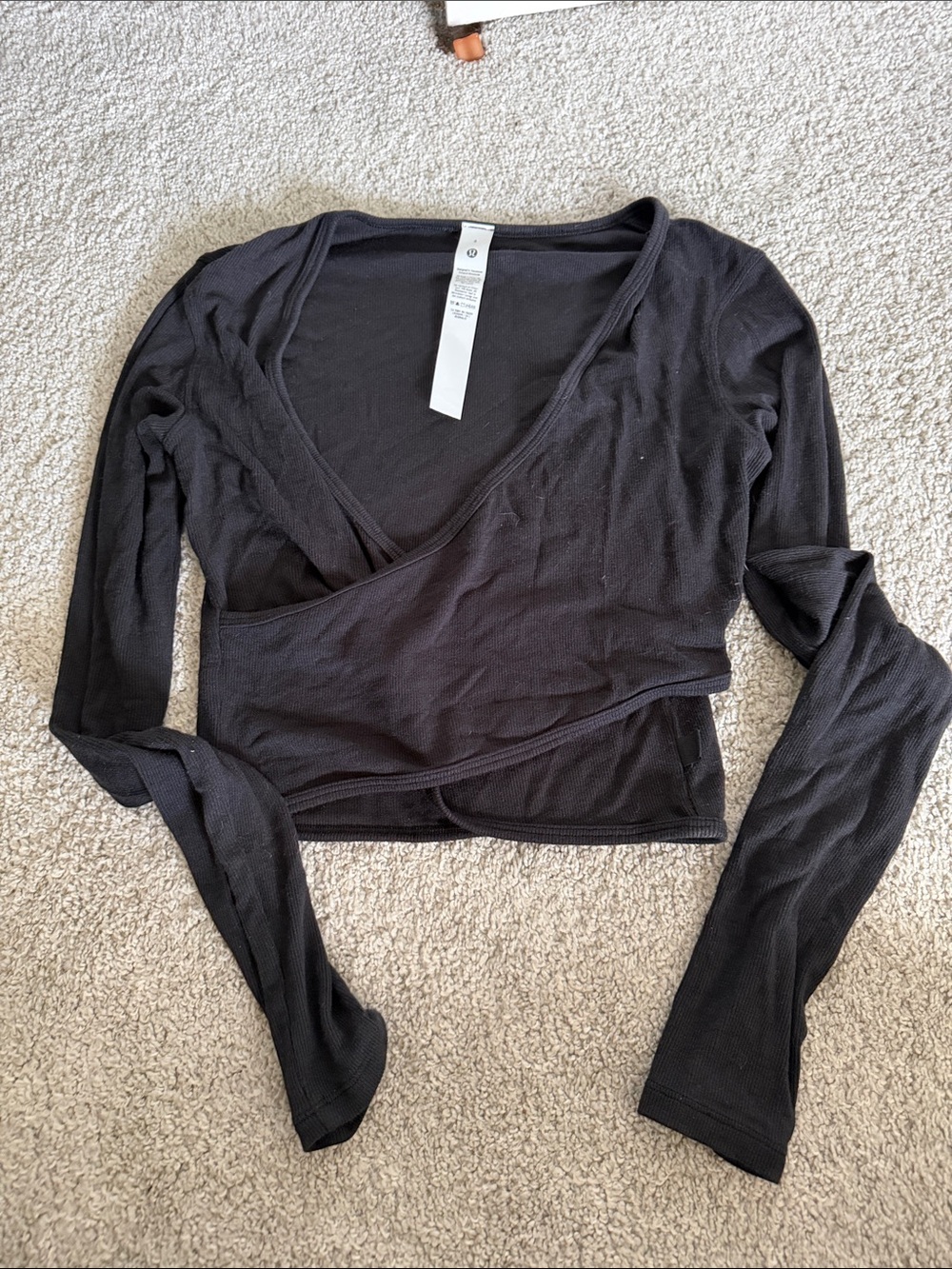 Lululemon Black Long-Sleeve Wrap Crop Top